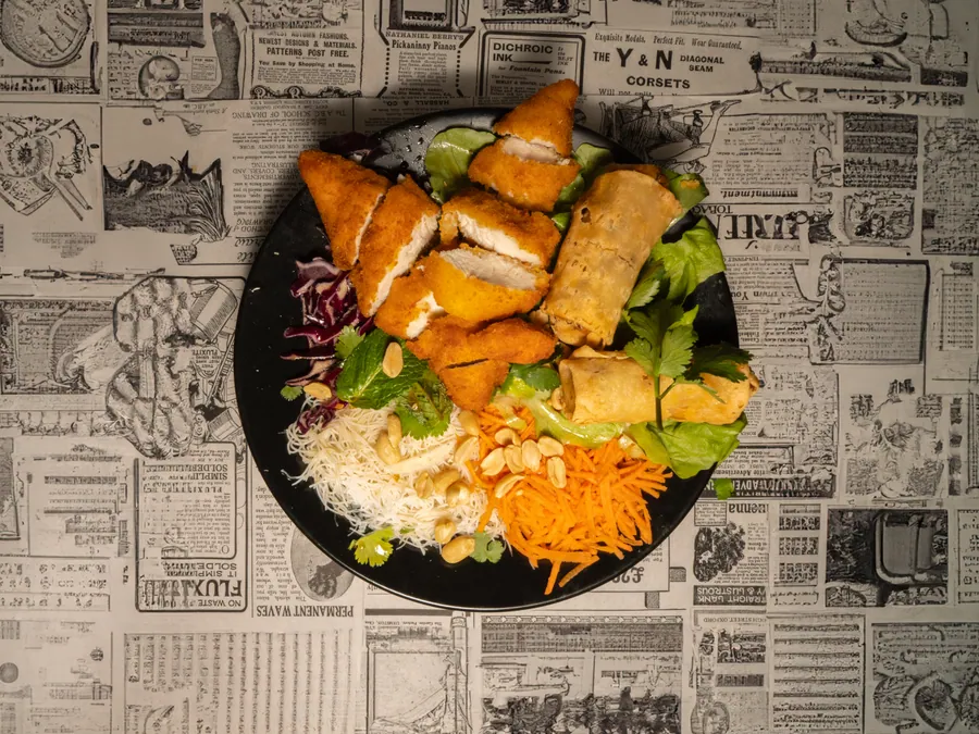 Une assiette composée vue du dessus