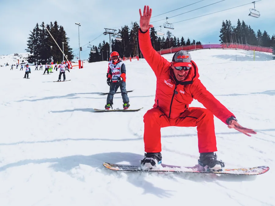 Trouver son équilibre en snowboard avec le moniteur