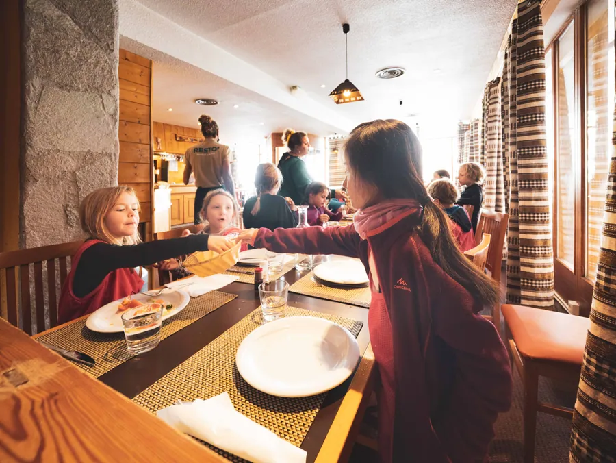 Le repas partagé après la matinée sur la neige