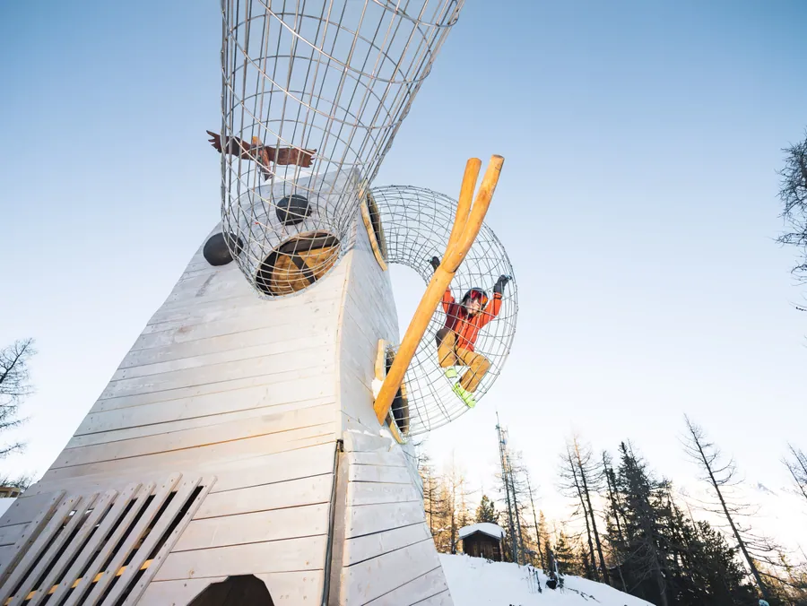 La structure de jeu photographiée depuis le sol aux Géants de Malgovert, Les Arcs